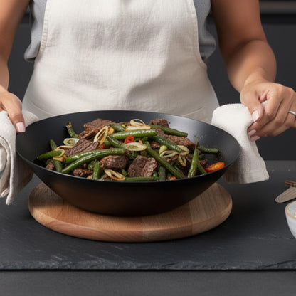 Forest 4-Piece Professional Carbon Steel Frying Pan Set, Wood Handle | Pre-Seasoned Non-Toxic Frying Pans - Chemical-Free, Traditional Cooking Surface - All Stovetop Compatible & Fast-Heating8