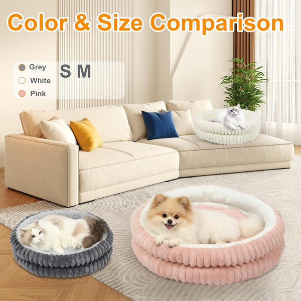 Cat Beds for Indoor Cats,Washable round Donut Dog Bed(Grey,S) | Cute Fluffy Puppy Dogs Beds for Small Dogs Cat Bed with Anti-Slip Bottom,Round Dog Cat Beds for Indoor Cats8