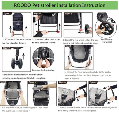 ROODO 3 Wheel Pet Stroller Best Lightweight Foldable Compact Portable Jogger All Terrain Travel Pet Gear Puppy Kitty Stroller for up to 30Lbs Medium Small Dogs and Cats(Green)4