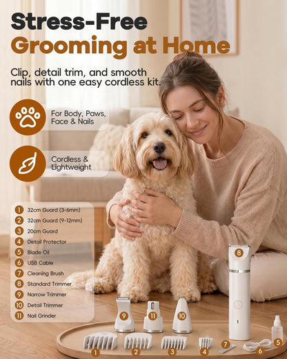Veeconn Dog Clippers Grooming Kit Hair Clipper-Low Noise Paw Trimmer- Rechargeable - Cordless Quiet Nail Grinder Shaver for Cats and Other Pets7
