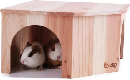 Wooden Guinea Pig Corner Hideout - Hidey for Chinchilla, Rat and Hedgehog with Pee Pad, Fully Assembled & Dual Entrances - Guinea Pig Accessories by the Kozko Hut9