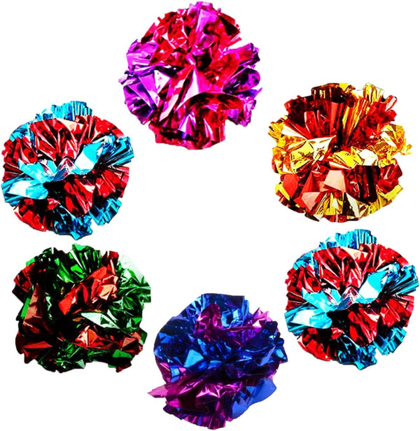 Sungrow Cat Crinkle Balls, Shiny, Mylar Crinkler, Stress-Relief Toy for Kittens, Interactive & Engaging, Keeps Grown-Up Cats Active, Encourages Multi-Cat Play, Provides Endless Entertainment, 6 Pcs1
