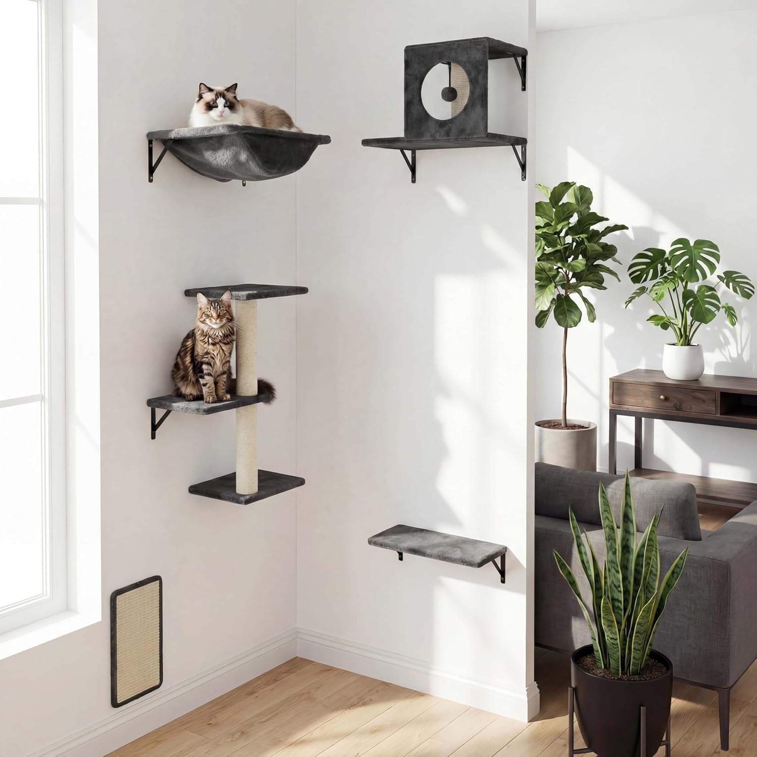 cat-wall-shelves-cat-wall-mounted-furniture-climbing-wall-systems-with-perches-scratchers-and-condo-kitten-indoor-jungle-gym-set-of-5-grey