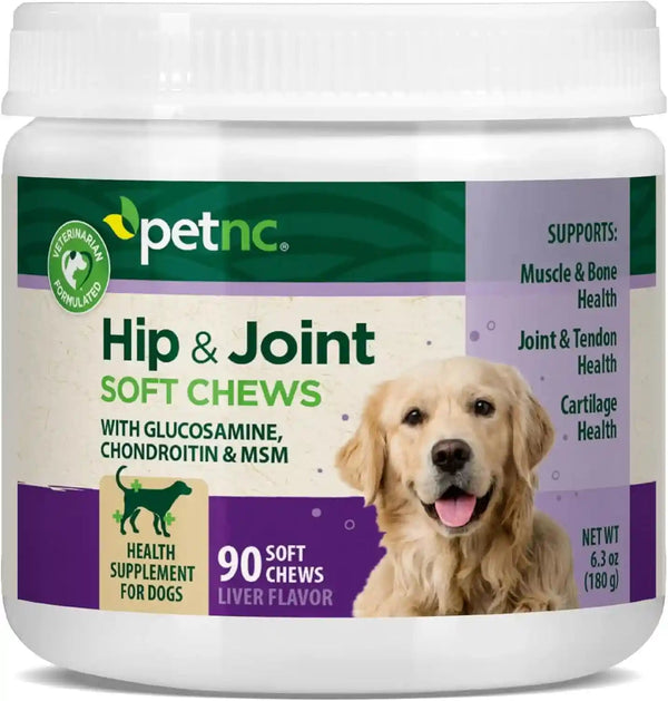 Petnc Natural Care Hip and Joint Soft Chews for Dogs, 90 Count - 27591 | Glucosamine Chondroitin MSM Dog Chews with Hyaluronic Acid, Liver Flavored Bone & Joint Support Supplement, for All Breeds1