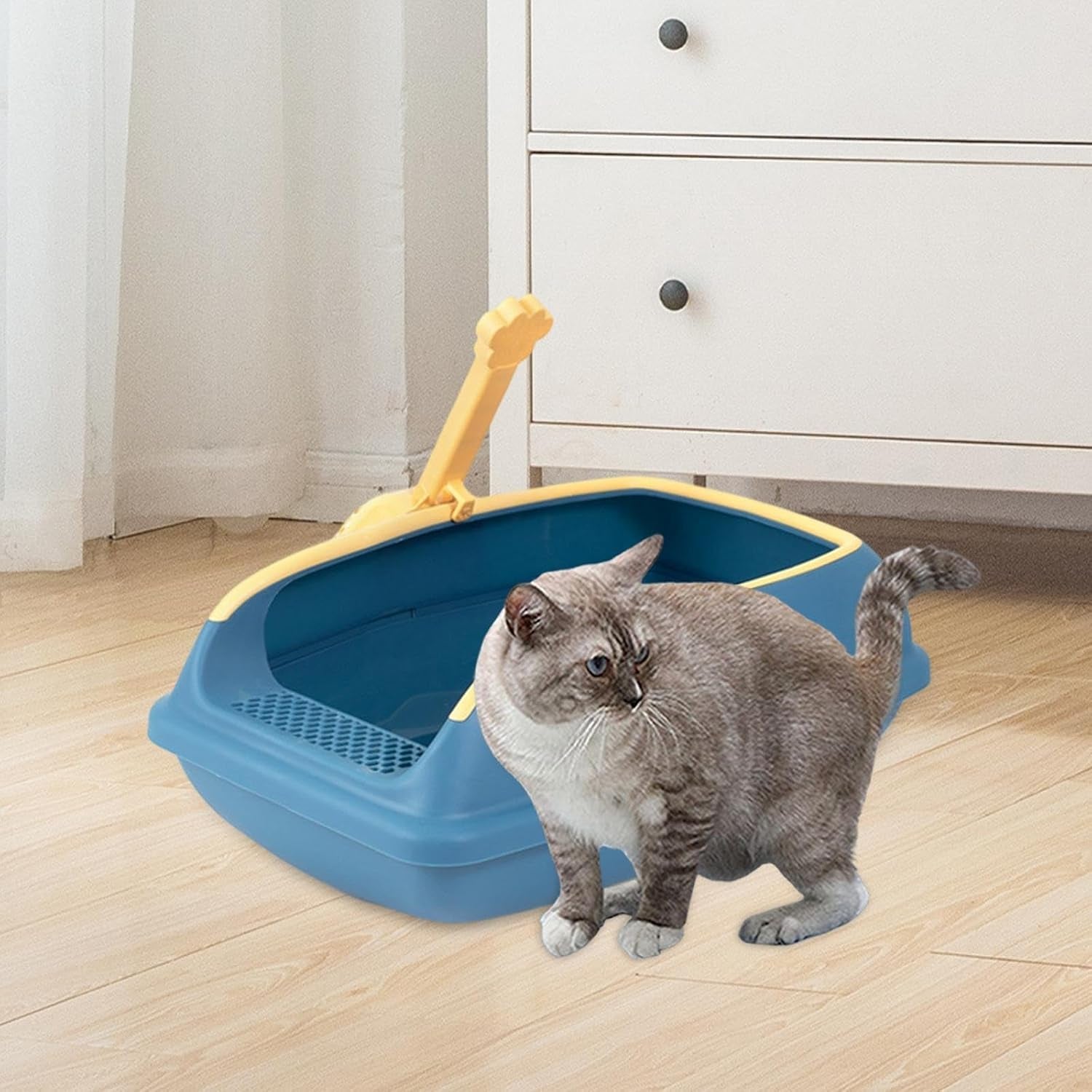 cat-litter-box-open-top-high-sided-anti-splashing-litter-tray-with-scoop-for-indoor-cats-kittens-2-sizes-s-blue