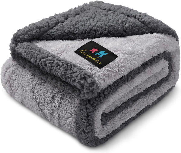 Luciphia Waterproof Pet Blanket, Liquid Pee Proof Dog Blankets for Sofa Bed Couch, Reversible Sherpa Fleece Furniture Protector Cover for Small Medium Large Dogs Cats,Khaki Small（40" X 28"）15