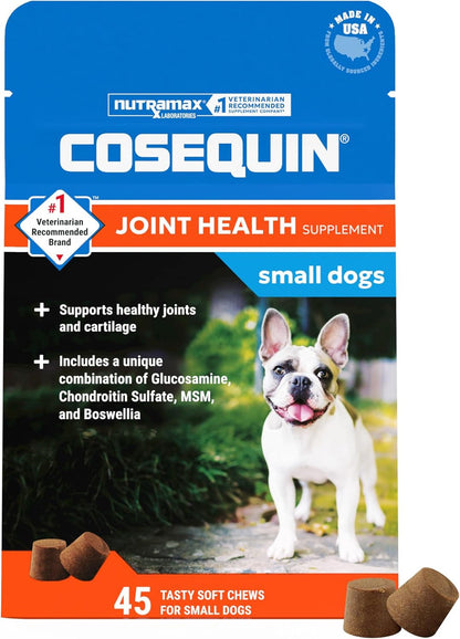 Nutramax Cosequin Small Dog Joint Supplement, Soft Chews, 45Ct | Joint Support Soft Chews for Small Dogs with Glucosamine and Chondroitin, Boswellia, All Ages1