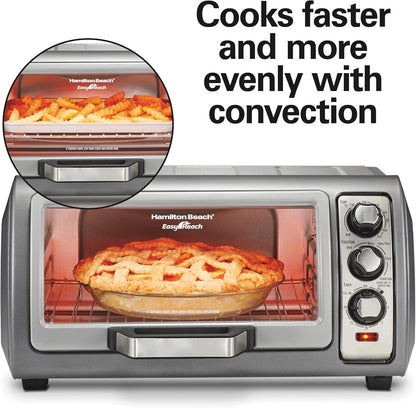 Easy Reach 6 Slice Countertop Convection Toaster Oven | Roll-Top Door for Easy Access | Bake, Broil & Toast Functions | 150 to 450ºf Adjustable Temp | Auto Shutoff | Silver3