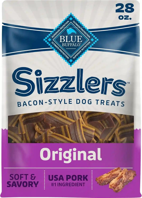 Blue Buffalo Sizzlers Natural Soft Dog Treats, Bacon-Style Soft-Moist Dog Treats with Real USA Pork, Original Flavor, 6-Oz Bag15
