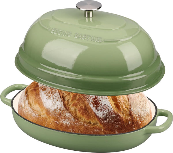 Enameled Oval Cast Iron Dutch Oven Pot with Lid, Bread Dutch Oven for Sourdough Bread Baking, Dutch Oven Bread, Bread Oven, 6QT, Pistachio Green3