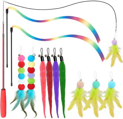 Cat Toys for Indoor Cats, 13 Packs Interactive Cat Wand Toy Set | Kitten Toys Feather Toys & Teasers, Fun Cat Toys for Exercise, Playtime and Boredom Relief1