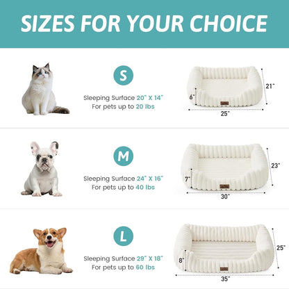 Orthopedic Dog Bed for Small Dogs & Cats - Washable Rectangle Pet Bed with Anti-Slip Bottom, Soft Calming Cat & Puppy Bed for Indoor Pets (25"X21"X6", Cream)3
