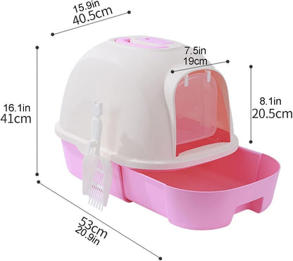Dog Potty Training Toilet ﻿ Cat Litter Box Dome Drawer Design with Scoop Enclosed Large Kitty Anti-Splashing Supplies(B)3