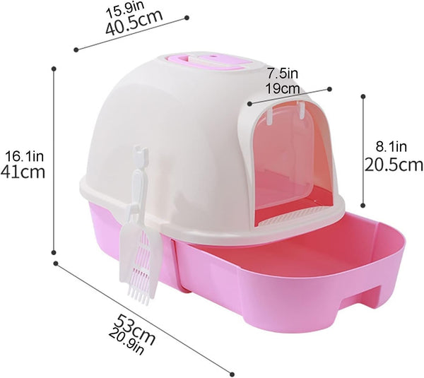Dog Potty Training Toilet ﻿ Cat Litter Box Dome Drawer Design with Scoop Enclosed Large Kitty Anti-Splashing Supplies(B)3