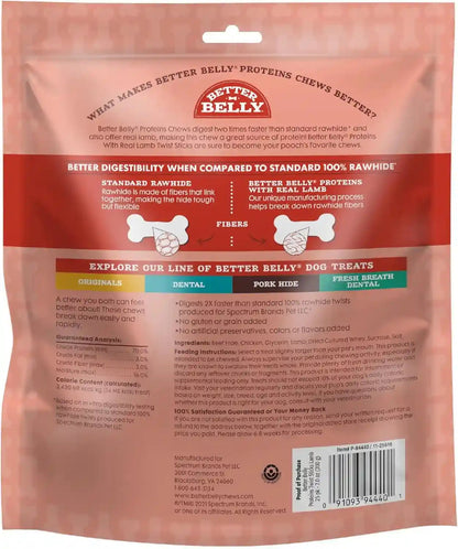 Better Belly Proteins with Real Lamb Twists, Digestible Rawhide for Dogs, 25 Count2