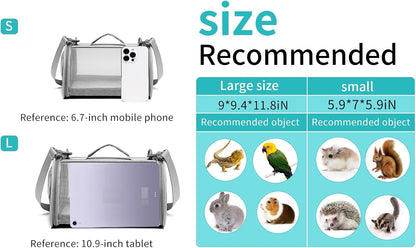 Guinea Pig Carrier Travel Small Animal Carrier Bag Lizard Bird Rabbit Carrier Cage Squirrel Breathable Bag Portable Travel Hamster Small Pet Hangbag (Small, Gray)6