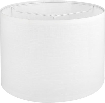 White Lamp Shade, Drum Lamp Shade for Table Lamps Floor Lamp, 13" Top X 13" Bottom X 10" High White Large Line Fabric Lamp Shade, Easy Assembly Replacement Lampshade1