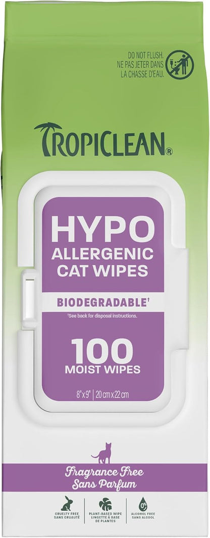 Tropiclean Hypoallergenic Dog Wipes, Fragrance Free, 100Ct | for Dogs, Cats, Puppies & Kittens | Sensitive Skin Safe | Gently Removes Dirt & Dander12