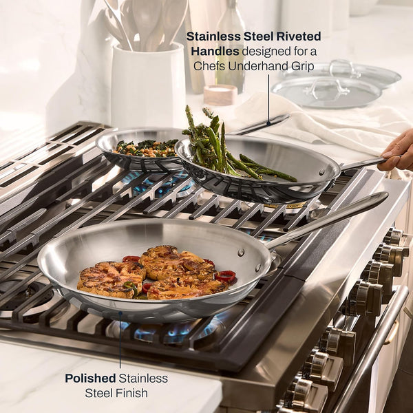 All-Clad D3® Stainless Steel 5 Piece Frypan Set- Made in USA- Includes 8", 10" and 12" Frying Pans with Lid - Professional Grade -Oven Safe & Induction Compatible6