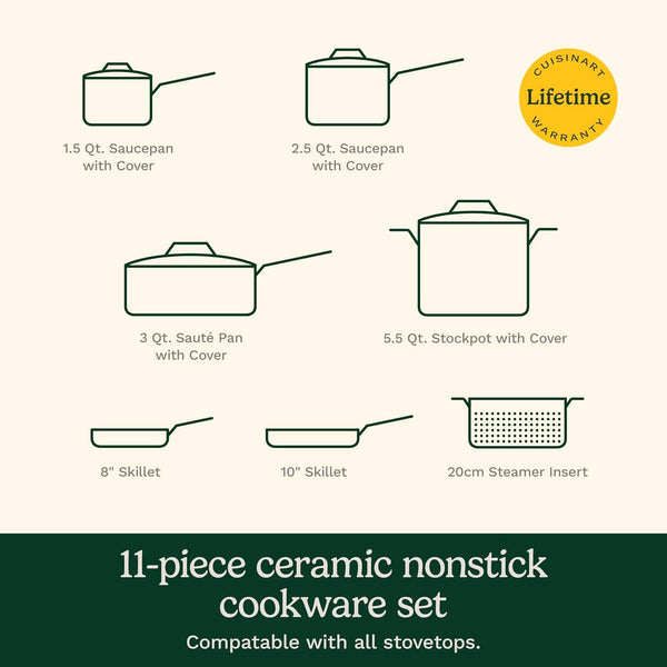 , 11-Pc Color Impressions Ceramic Nonstick Set, 58S-11BK9