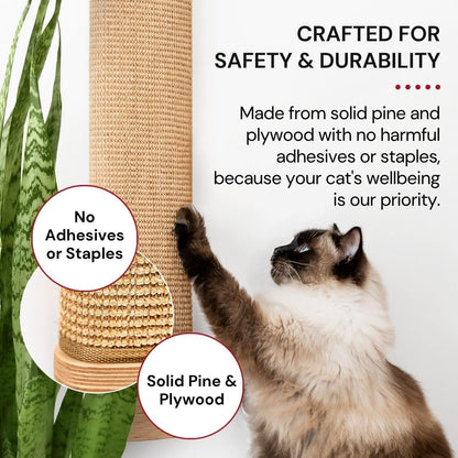 7 Ruby Road Wall Mounted Cat Scratcher, Replaceable Sisal Scratching Post | for Indoor Cats & Large Breeds — 29.5" Tall, Solid Pine with Natural Woven Sisal, No Glue or Staples, Easy Wall Mount5