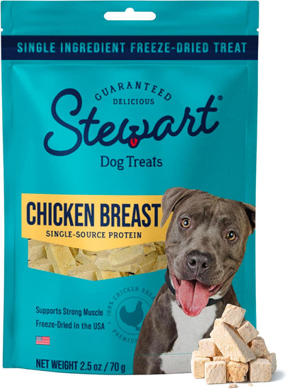 Stewart Freeze Dried Dog Treats, 100% Chicken Breast, 2.5 Oz Pouch | Premium Quality Raw Protein, Single Ingredient, High Protein Training Treats & Food Topper, No Refrigeration, Cat Friendly1