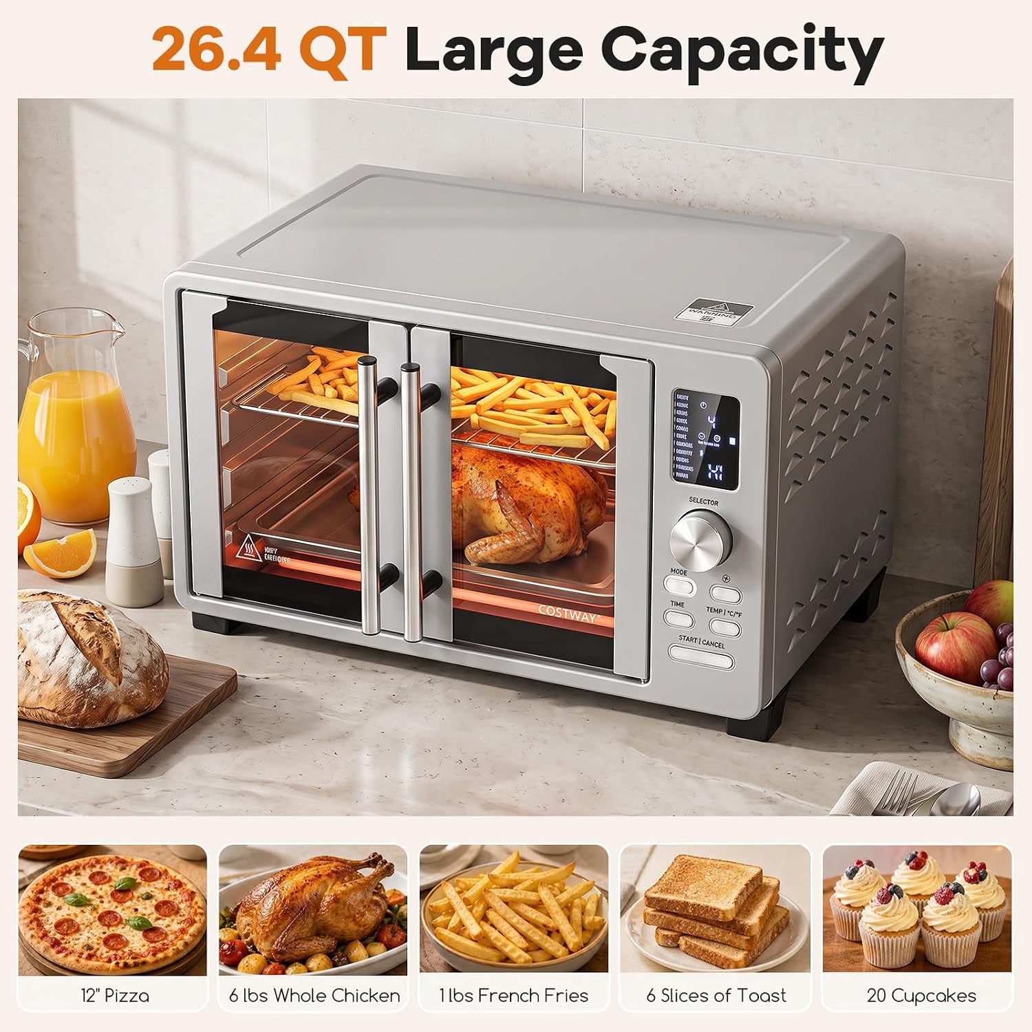 26-4-qt-french-door-toaster-oven-with-11-presets-1500w-convection-oven-countertop-led-display-24h-timer-4-dishwasher-safe-accessories-stainless-steel-finish