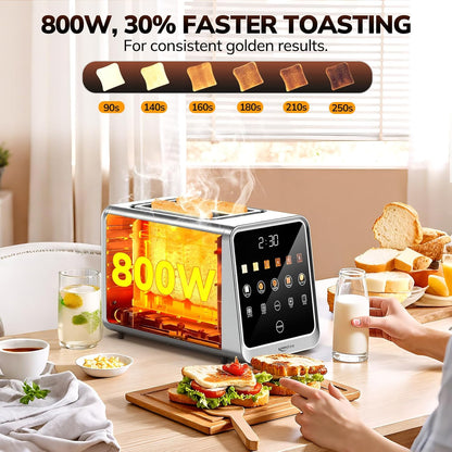 Toaster 2 Slice, Digital Smart Toaster with Touchscreen | Dual Control Panel, Single Slot Toasting, Timer, Reheat & Defrost for Bagels, Bread, Waffles, Stainless Steel5