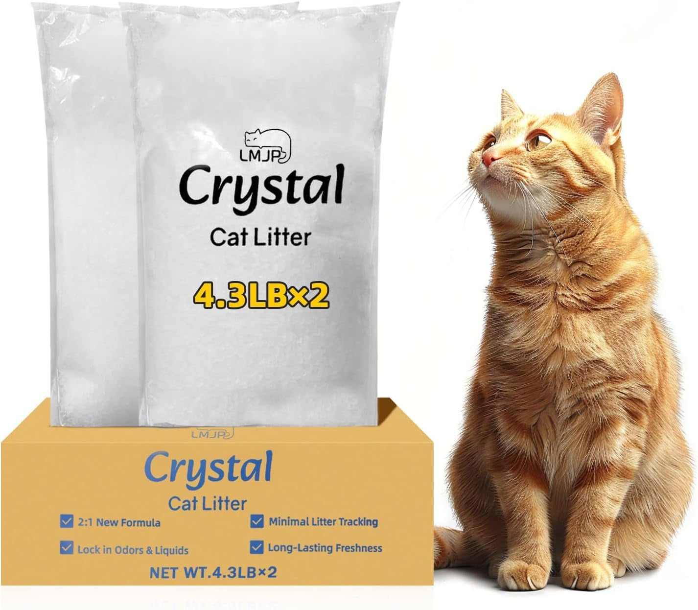 lmjp-crystal-cat-litter-with-powerful-odor-control-non-clumping-lasts-up-to-4-months-17-2lb-rapid-water-absorption-unscented-low-tracking-lightweight-blue-white-silica-4-pack-of-4-3lb