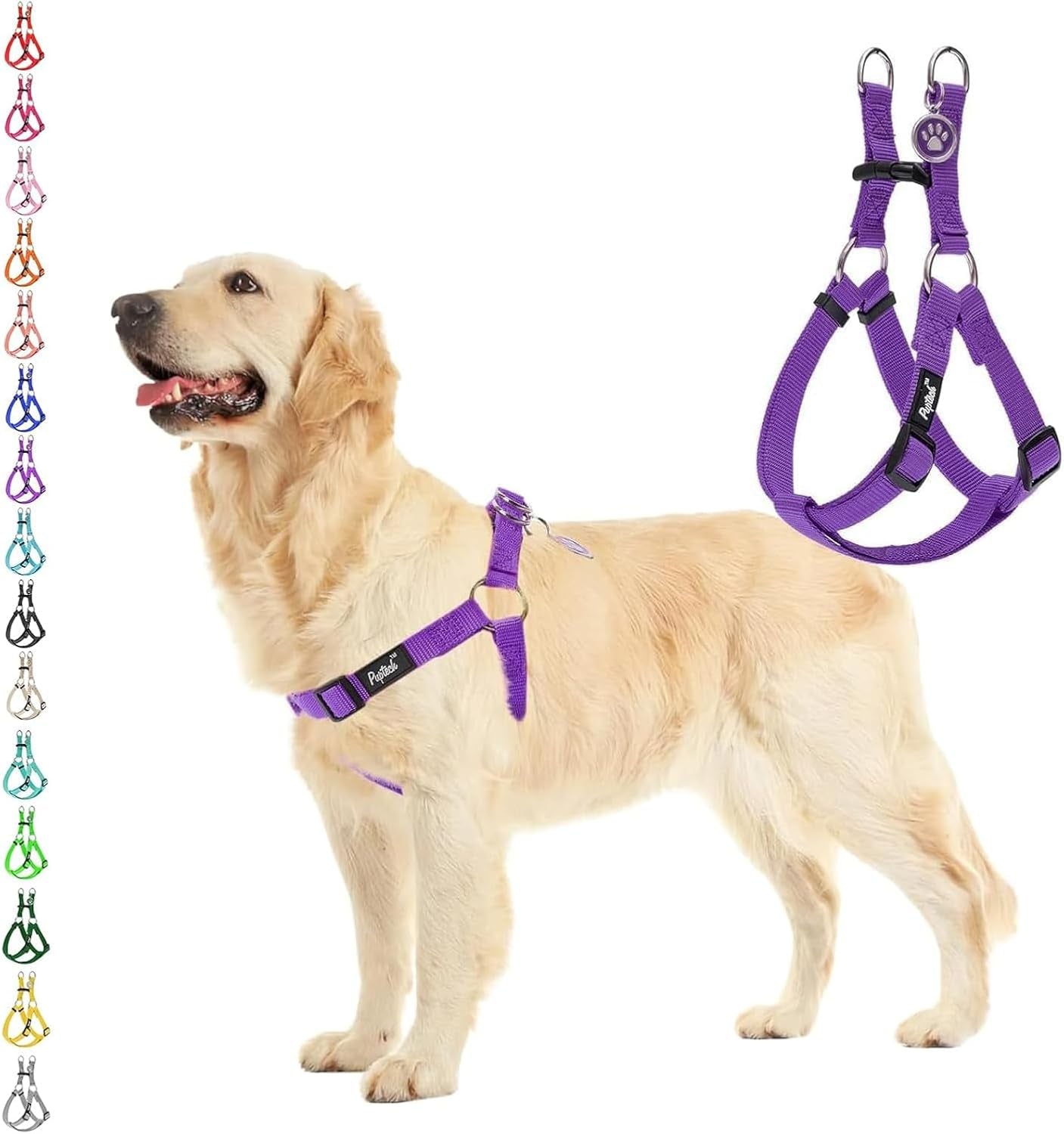 pupteck-no-pull-dog-harness-soft-adjustable-basic-nylon-step-in-puppy-vest-outdoor-walking-with-id-tag