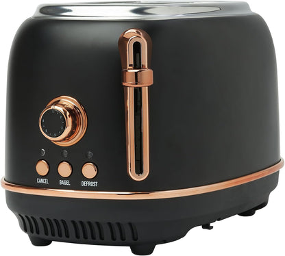 Haden Heritage 2 Slice Wide Slot Stainless Steel Toaster with Adjustable Browning Control & Non-Slip Feet, Black & Copper8
