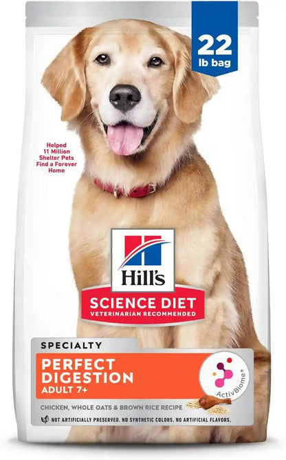 Hill'S Science Diet Adult 7+ Perfect Digestion Dry Dog Food | #1 Veterinarian Recommended, Chicken, Whole Oats, & Brown Rice, 22 Lb. Bag1