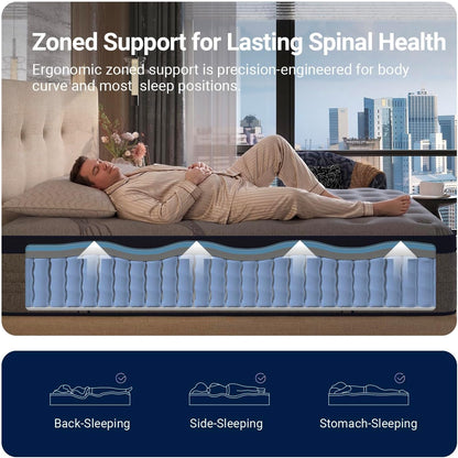 Queen Mattress 12 Inch, Luxury Hotel-Level Cooling Hybrid Mattress | Dual Nanogel™ Memory Foam with Smarts Coil® for Motion Isolation & Extra Back Support, Pressure Relief, Certipur-Us Certified10