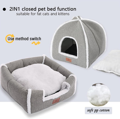 Cat Beds for Indoor Cats-Cat Bed Cave House Tent for Kittens and Small Pets with Washable Cushioned,Soft and Warm Indoor House, Grey, 15 Inches3