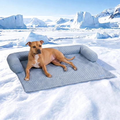 Spark Paws Cooling Couch Cover Dog Bed, Furniture Protector Mat, Non-Toxic Washable Pet Cooling Pad for Large & Small Dog - Hearts Blue - Size M26