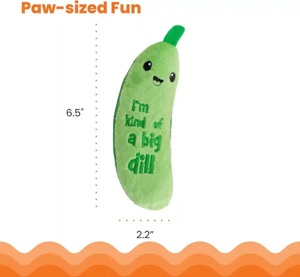 Catstages Crunchy Pickle Kicker Cat Toy – Plush Crinkle Toy with Catnip and Dental Mesh, 6.5"5