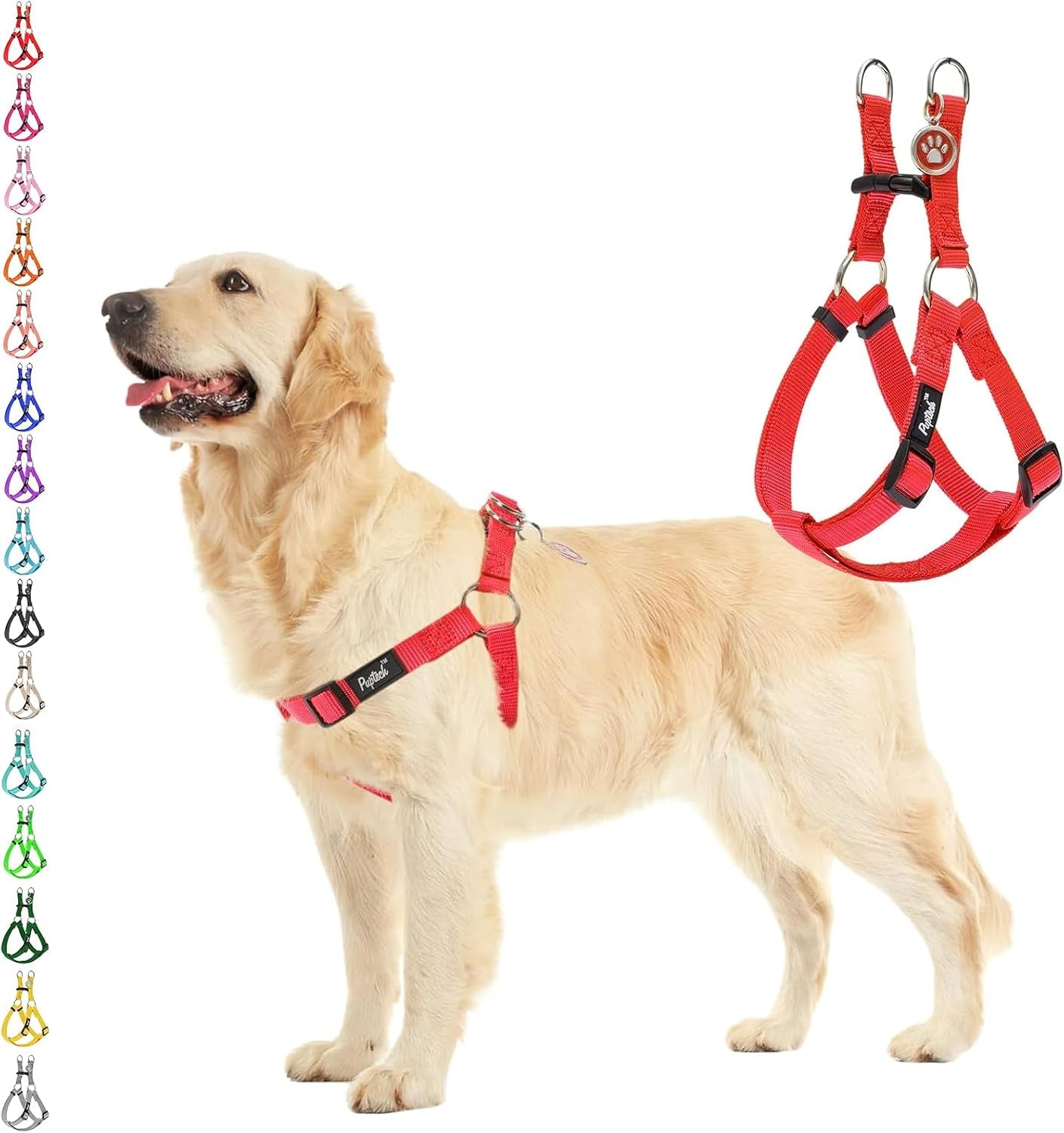 pupteck-no-pull-dog-harness-soft-adjustable-basic-nylon-step-in-puppy-vest-outdoor-walking-with-id-tag