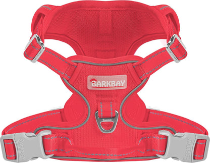 BARKBAY No Pull Pet Harness Dog Harness Adjustable Outdoor Pet Vest 3M Reflective Oxford Material Vest for PINK Dogs Easy Control for Small Medium Large Dogs (L)10