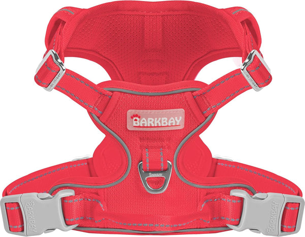BARKBAY No Pull Pet Harness Dog Harness Adjustable Outdoor Pet Vest 3M Reflective Oxford Material Vest for PINK Dogs Easy Control for Small Medium Large Dogs (L)10