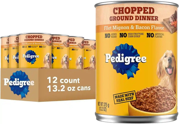 Pedigree Chopped Ground Dinner Wet Dog Food, Chicken, 13.2 Oz, 12 Count | 100% Complete & Balanced, Slow Cooked with Real Chicken, Supports Lean Muscles, Serve as Topper or Complete Meal17