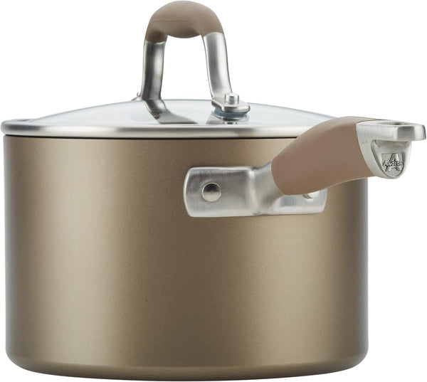 Advanced Home Hard Anodized Nonstick Cookware Set, Non Stick Pots and Pan Set, 9-Piece, Bronze10
