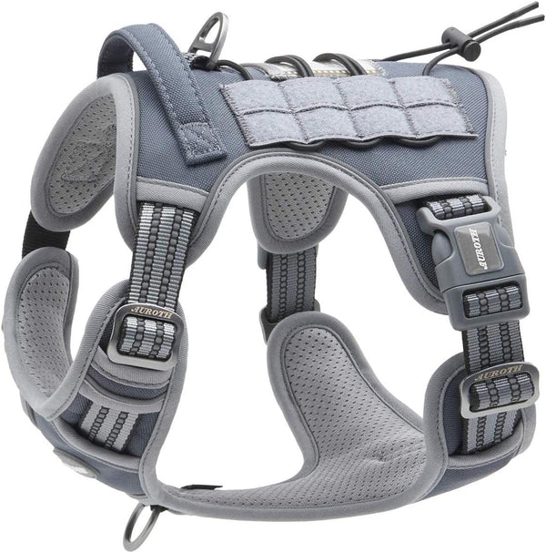 Auroth Tactical Dog Harness for Large Dogs No Pull Adjustable Pet Harness Reflective K9 Working Training Easy Control Pet Vest Military Service Dog Harnesses Army Yellow L20
