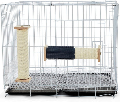 Aliceset 3 Pack Cat Scratching Post for Crate Cage 13 Inch Wooden Sisal Cage Mounted Scratching Post with Self Groomer and Massager for Grinding Claws and Climbing6