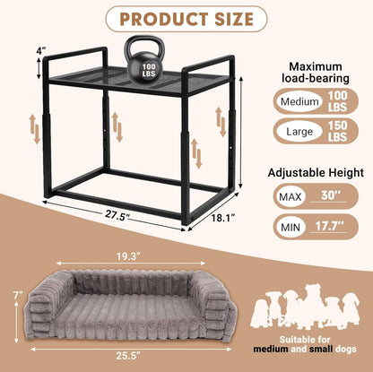 Bedside Dog Bed Adjustable Elevated Bunk Lounge Dog Bed Attach to Human Bed | Dog & Cats Window Perch, 25"X18" Metal Frame Pet Bedside Co-Sleeper with Thick Supportive Cushion Mattress & Washable Cover2