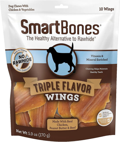 Smartbones Triple Flavor Wings Rawhide-Free Dog Treats, 10 Count | with Real Chicken, Beef & Pork, Easy to Digest Chew, No Artificial Preservatives or Flavors, for Adult Dogs6
