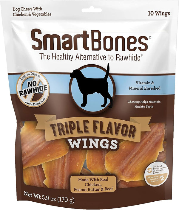 Smartbones Triple Flavor Wings Rawhide-Free Dog Treats, 10 Count | with Real Chicken, Beef & Pork, Easy to Digest Chew, No Artificial Preservatives or Flavors, for Adult Dogs6