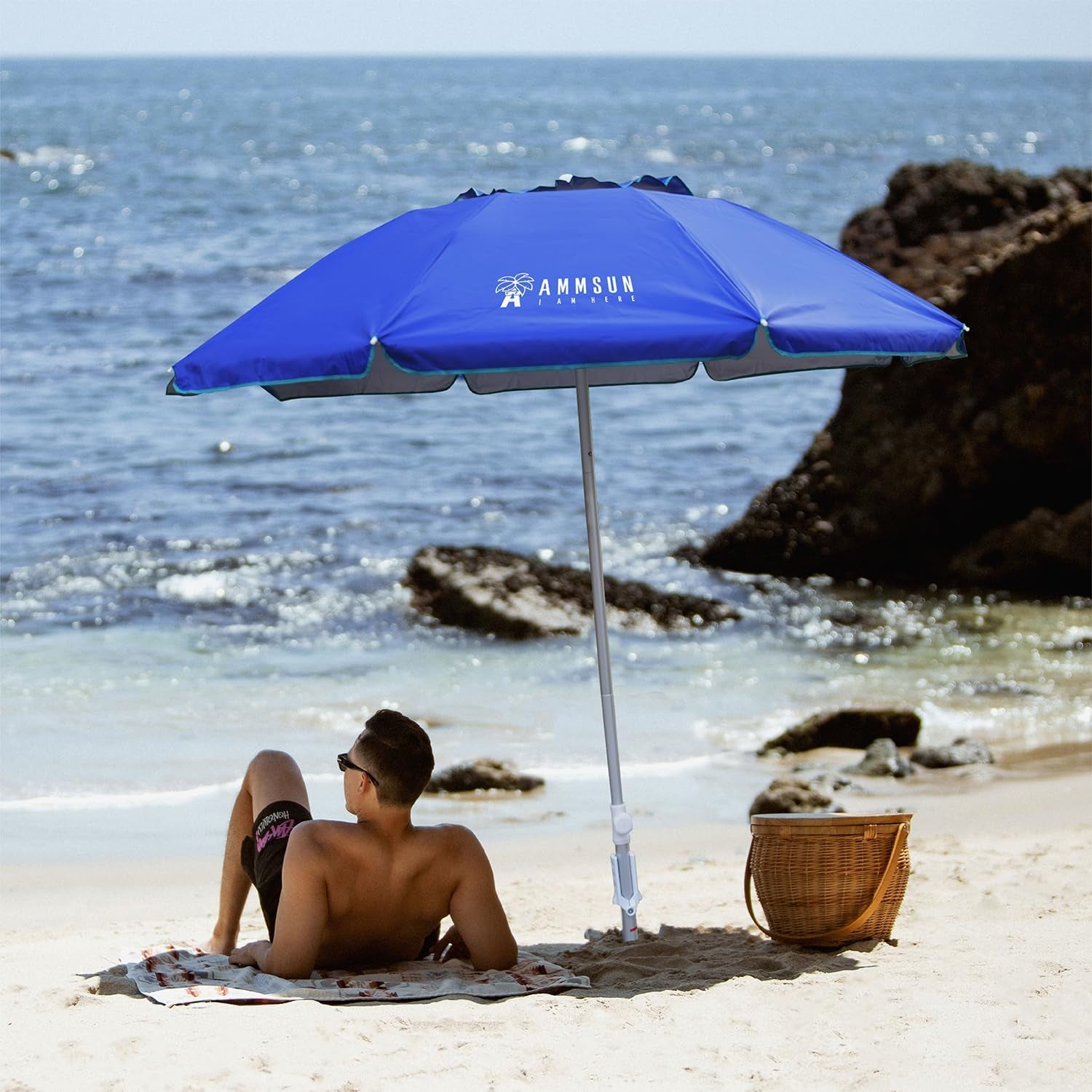 6-5ft-twice-folded-portable-beach-umbrella-with-sand-anchor-windproof-push-button-tilt-and-air-vent-upf-50-protection-fits-in-a-large-suitcase-for-patio-garden-beach-pool-backyard-blue