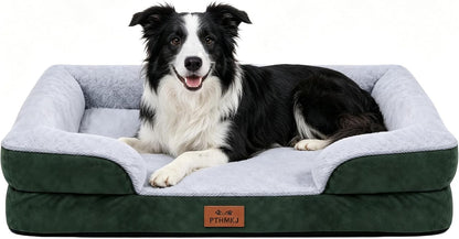 Orthopedic Dog Bed for Medium Dogs - Gel Memory Foam Pet Bed with Waterproof & Washable Cover, Contoured Bolster Design for Dogs & Cats (Grey, 30.0" L X 20.0" W X 6.3" Th)20