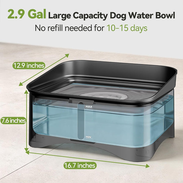 UPSKY 2.9Gal No Spill Dog Water Bowl, 4 Height Adjustable Elevated Bowl with Slow Drinking Feeder for Senior Dogs, Anti-Splash Floating Disk & Filter, Large Capacity for Large Dogs & Multi-Pet Homes2