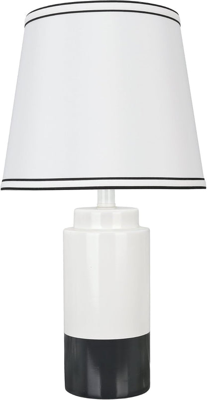 40114-32, Two Pack Set - 18 1/2" High Traditional Ceramic Table Lamp, off White & Black and Empire Shaped Lamp Shade in off White, 10" Wide3